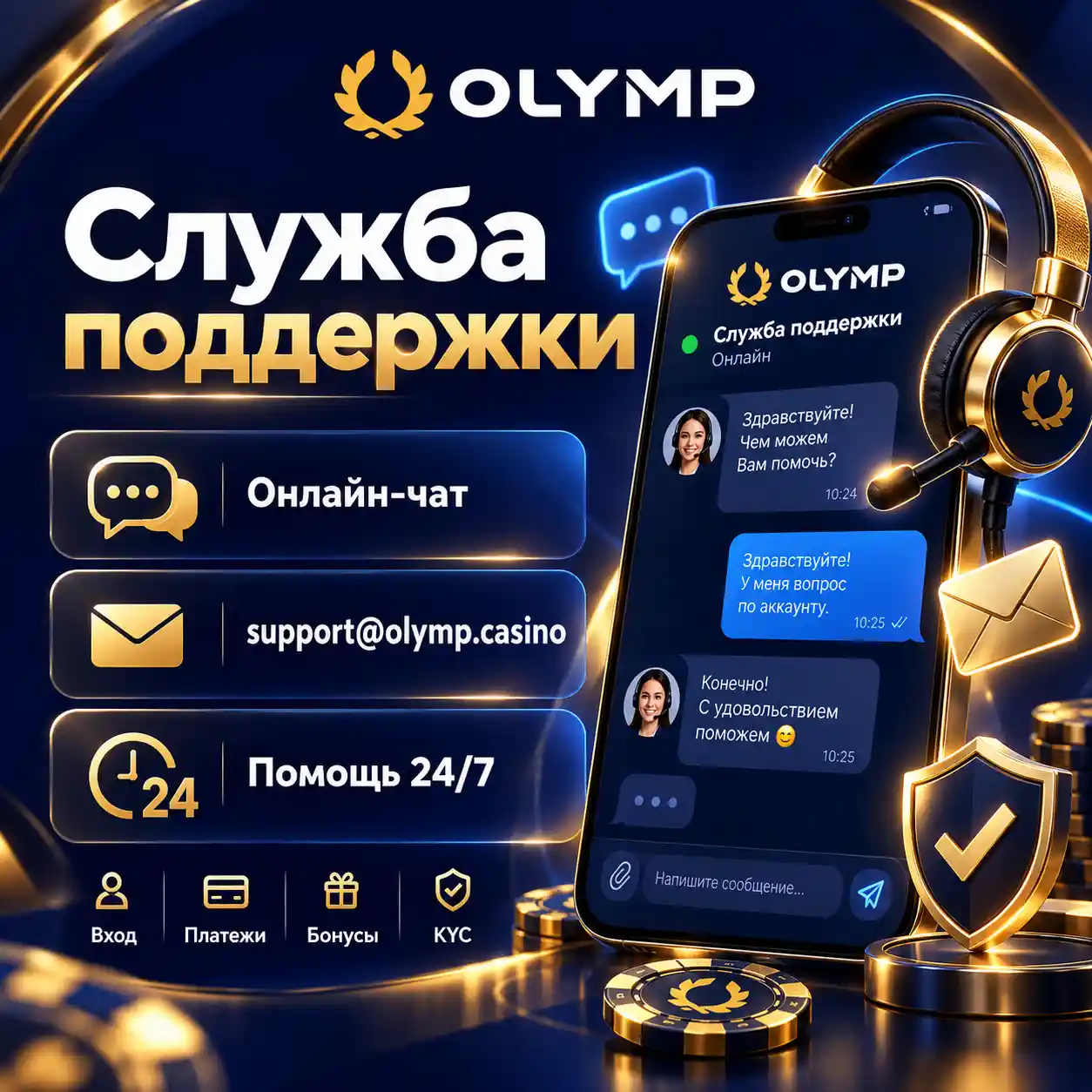 Olimp Casino контакты и служба поддержки в Кыргызстане